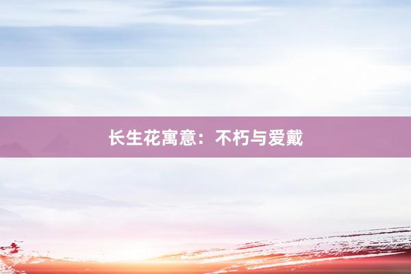长生花寓意：不朽与爱戴